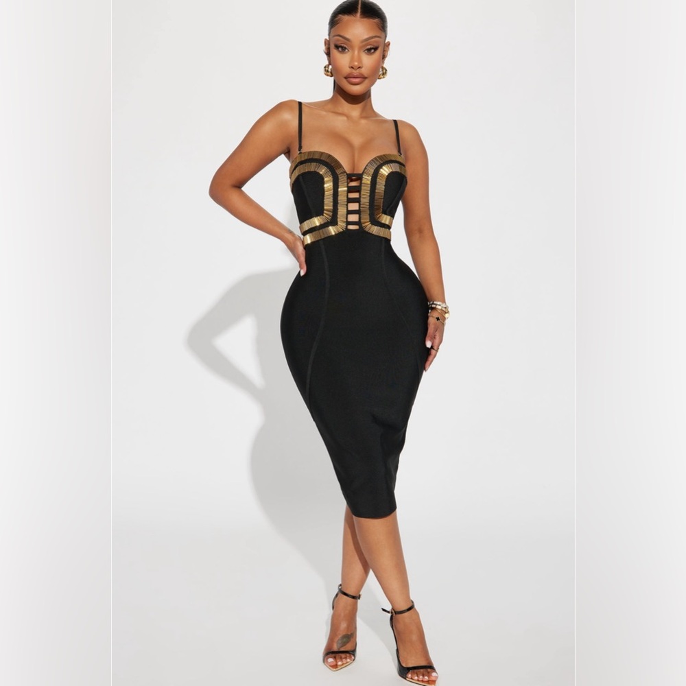 A Fine Time Bandage Midi Dress